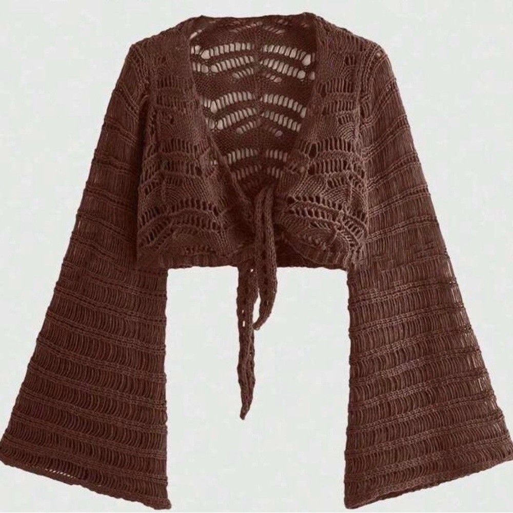 Crochet Front Tie Cardigan
